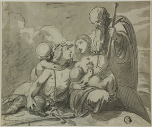 Święta Rodzina z Wojownikiem Saint autorstwa Unknown