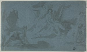 Scena mitologiczna z kąpiącą się kobietą autorstwa Unknown