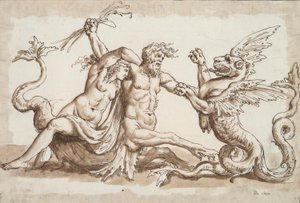 Nereid i Triton walczą z gryfem autorstwa Unknown