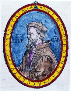 (Cardanus Hieronymus) Jerome Cardan po włosku Gerolamo Cardano, włoski lekarz, matematyk, filozof i astrolog (Pawia autorstwa Unknown artist