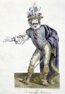 XVI-wieczna postać teatralna: Kapitan Matamore, Arts Deco. autorstwa Unknown artist