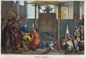 Japoński kaznodzieja - grawer z „Zwyczajności i obyczajów wszystkich narodów wszechświata”. Czyli Historia rządu, praw, milicji, religii wszystkich narodów od czasów najdalszych do dnia dzisiejszego „1856 autorstwa Unknown artist