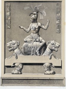 Król na Sofie – w „”Ancient Monuments of Mexico: Palenqué and Other Ruins of the Ancient Civilization of Mexico”” Brasseur de Bourbourg, Paryż autorstwa Unknown artist