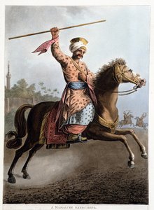 Mameluk na koniu – w „Widokach w Egipcie, Palestynie i innych częściach Imperium Osmańskiego”” autorstwa Unknown artist