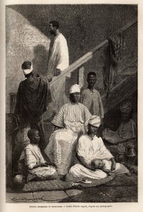 Senegalska rodzina z Saint Louis (Saint Louis). Grawer ilustrujący rejs po wybrzeżu Afryki, autorstwa wiceadmirała Fleuriot de Langle, w 1868 r., opublikowany w „Le tour du monde”” 1872, pod redakcją Edouarda Chartona, wyd. Hachette, Paryż. Selva Co autorstwa Unknown artist