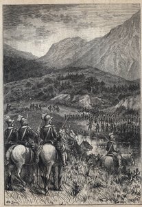 Pole bitwy - XIX-wieczna ilustracja do powieści historycznej „Purytanie Szkocji” (Stara śmiertelność) Waltera Scotta (1771-1832) autorstwa Unknown artist