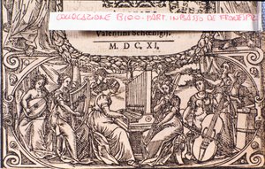 Koncert, detal. Frontyspis Kompendium muzyki Adama Gumpeltzhaimera autorstwa Unknown artist