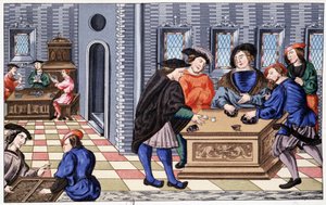 Dom gier w epoce renesansu oparty na miniaturze o Vélin: gra od teraz. Chromolitografia XIX wiek autorstwa Unknown artist