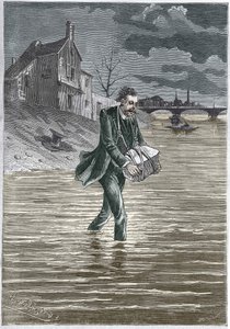 Człowiek, który zabija się rzucając się do wody, z kamieniem na szyi, żeby się utopić - grawer autorstwa Unknown artist