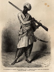 Alpinista z Hazara (Punjab, Indie). Grawerowanie ilustrujące podróż do Pandjab i Kaszmiru, opowiadanie Guillaume