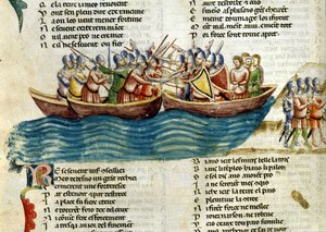 Bitwa morska. miniatura z XIII wieku autorstwa Unknown artist