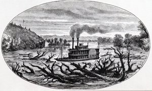 Parowiec wiosłowy na górnym Missouri autorstwa Unknown artist