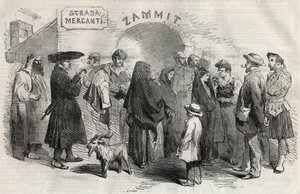 Ulica w Valletcie (Valletta) na Malcie (Malta) w 1857 roku. autorstwa Unknown artist
