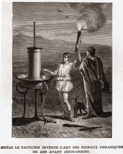 Eneasz Taktyk wynajduje sztukę sygnałów frazowych, 366 pne. Grawerowanie XIX w., kolekcja bianchetti autorstwa Unknown artist