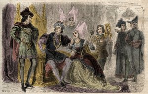 Agnes Sorel (1422-1450) na dworze Karola VII - Agnes Sorel a la cour de Charles VII - rycina w „Dictionnaire populaire illustrious” - 1864 - Joseph Decembre i Edmond Allonier - autorstwa Unknown artist