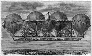 Projekt sterowca wynalazcy Ernesta Petina 1812-1878). Grawerowanie w „Dzienniku młodości”” autorstwa Unknown artist
