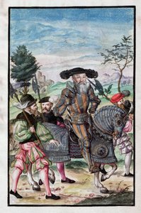 Albert de Brandebourg (Albrecht von Brandenburg-Ansbach) (1490-1568) - Albert, książę pruski (Od: Order War) - Anonimowy - 1555 - Akwarela i tusz na papierze - 39x26 - Berlińska Biblioteka Państwowa ©FineArtImages/Leemage autorstwa Unknown artist