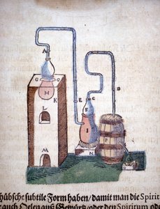 Alchemia: Aparatura do destylacji, zaczerpnięta z książki Pietro Andrea Mattioli (Matthiole) (1500-1577). Frankfurt autorstwa Unknown artist