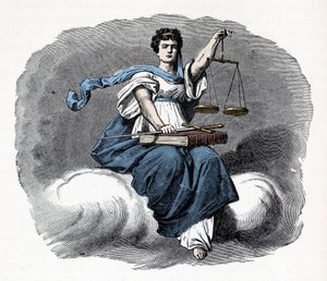 Alegoria Sprawiedliwości - 1882 - Drzeworyt - autorstwa Unknown artist