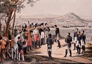 Alianci pruscy pod Schwartzenbergiem pokonali Francuzów pod Marmontem/Mortierem (grawerowanie) autorstwa Unknown artist