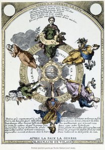 Almanach de vilage „Po wojnie pokój, po pokoju wojna”: szafa na wsi i zaprojektowana w sensie łagodnej filozofii, aby obudzić w masach ducha rezygnacji w obliczu nędzy czasu - XVII wiek autorstwa Unknown artist