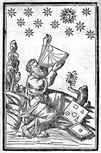 Astrolog podczas zaćmienia mierzy wysokość swoim sekstansem. autorstwa Unknown artist