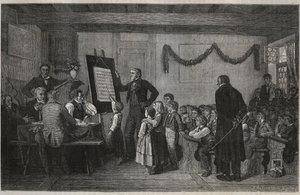 Sesja egzaminacyjna w szwajcarskiej szkole - rycina w „La suisse” autorstwa Julesa Gourdault autorstwa Unknown artist