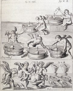 Angelots i komplementy - w „nowej demonstracji bezruchu ziemi, do którego dochodzi siła magnetyczna” Giacomo Grandamico autorstwa Unknown artist