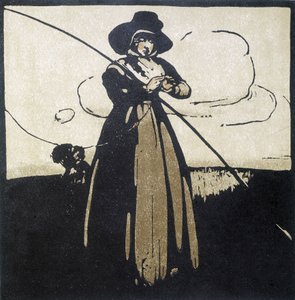 Wędkarstwo: Kobieta szykuje haczyk - kalendarz autorstwa Unknown artist