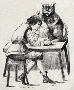 Anonimowa ilustracja do „”Le chat Botte””, opowiadania Charlesa Perraulta (1628-1703), francuskiego pisarza. Zdjęcia Marcel Vagne, Jarville Nancy, bez daty (koniec XIX wieku). autorstwa Unknown artist