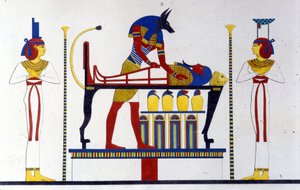 Anubis i mumia - w „Zabytkach Egiptu i Górnej Nubii” Ippolito Roselliniego (Rossellini). autorstwa Unknown artist