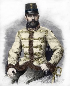 Arcyksiążę Rudolf Habsburg (1858-1889), książę koronny Austrii. Rycina z 1889 roku. autorstwa Unknown artist