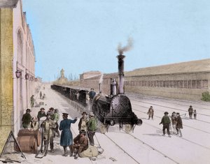Przyjazd pociągu towarowego Paris Orleans Line - Rycina XIX wieku - Kolekcja Privee autorstwa Unknown artist
