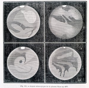 Teleskopowe aspekty planety Mars w 1877 - w „Popular Astronomy” Camille Flammarion, ed. Marpon i Flammarion autorstwa Unknown artist