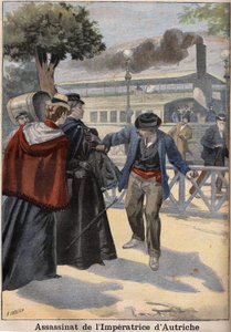 Zabójstwo Impress Elisabeth z Austrii (Sissi) przez włoskiego anarchistę w Genewie autorstwa Unknown artist