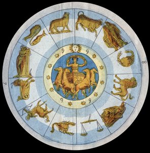 Znak astrologiczny - grawer z „” Zwyczajów i Tradycji Wszystkich Ludów Wszechświata. Czyli Historia rządu, praw, milicji, religii wszystkich narodów od czasów najdalszych do dnia dzisiejszego „1856 autorstwa Unknown artist