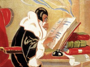 Astrolog: Nostradamus studiujący książkę. autorstwa Unknown artist