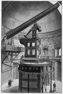 Okulary astronomiczne Pana Janssena, Członka Instytutu, Dyrektora Obserwatorium Astronomii Fizycznej w Meudon. Grawerowanie w „”La Nature: revue des sciences et de leurs applications aux arts et a l
