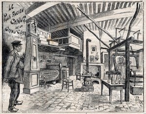 Atelier de Canut a Lyon - najstarszy kanut Wielkiego Cote od 1814 r. Grawer w „Le Progres illustrious” z 1895 r. autorstwa Unknown artist