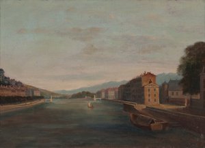 Brzegi rzeki Isère w Grenoble 1864 (olej na płótnie) autorstwa Unknown artist