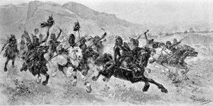 Inwazje barbarzyńskie - Les Huns - Grawerowanie U. Checa autorstwa Unknown artist