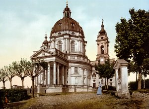 Bazylika della Superga (Bazylika Superga) w Turynie (Turyn) we Włoszech w 1890 r. autorstwa Unknown artist