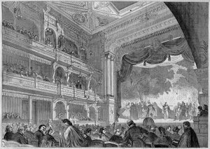 Berlin, widok na nową salę Teatru Wallnera przebudowaną w 1865 r. W „”L