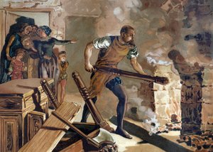 Bernard Palissy (1510-1589), ceramik, Francuz pracujący nad stapianiem swoich emalii. autorstwa Unknown artist