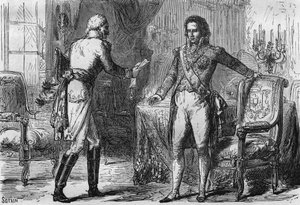 Zdrada Bernadotte - Jean Baptiste Jules Bernadotte (1763-1844) przyjął posła (tajnego agenta) z Prus do Sztokholmu w Szwecji 18 grudnia autorstwa Unknown artist