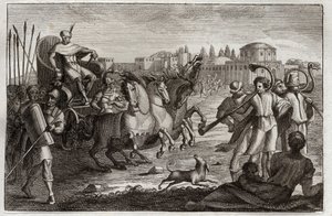 Biblia Royaumont, Stary Testament: Podniesienie Józefa. Józef zmartwychwstaje w chwale. Ilustracja z 1811 roku. autorstwa Unknown artist