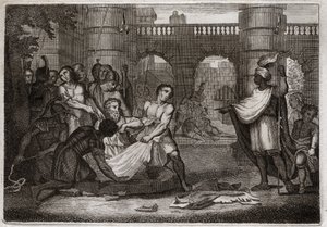 Biblia Royaumont, Stary Testament: prorok Jeremiasz. Święty Prorok i dół. Ilustracja z 1811 roku. autorstwa Unknown artist