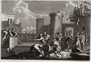 Biblia Royaumont, Stary Testament: Jerozolima rebatie. Króla Artakserksesa wysłałem Nehemię do Jerozolimy za pozwoleniem na zbuntowanie wszystkich jej murów. Ilustracja z 1811 roku. autorstwa Unknown artist