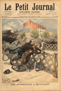 Areszt rowerowy w pobliżu Champigny. Grawerowanie w „”Le petit journal”” 30.08.1896. Kolekcja Selvy. autorstwa Unknown artist