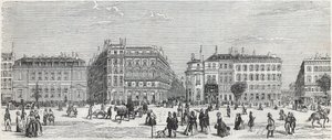 Boulevard des Italians z kawiarnią de Paris, rue Taitbout, domem doree, rue Lafitte, kawiarnią Riche i rue Lepelletier - Grawerowanie w „Tableau-de-Paris” Edmonda Texiera 1852 autorstwa Unknown artist